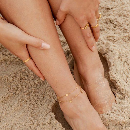 Swirl'n Double Anklet Gold