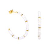 Puka Shell Hoop Studs Gold