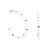 Puka Shell Hoop Studs Silver