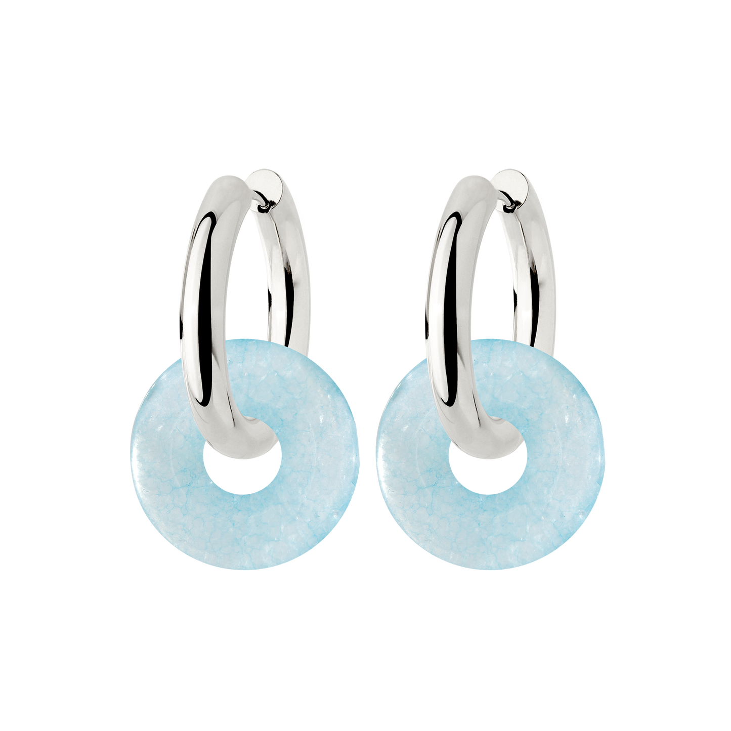 Chunky Into the Blue Donut Hoop Set Medium Silver