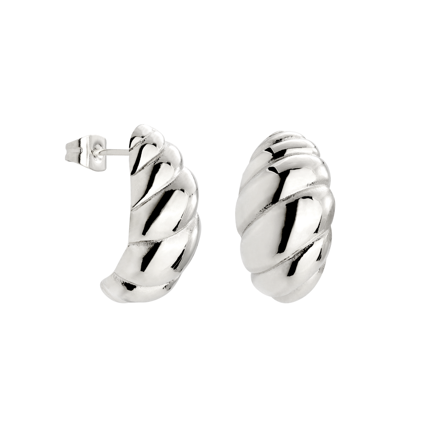 Bold Croissant Studs Silver