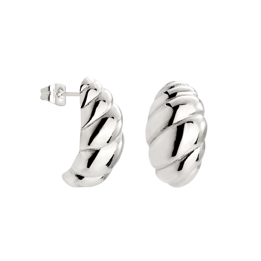 Bold Croissant Studs Silver