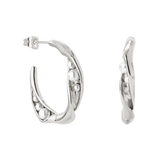 Branch Pearl Hoop Studs Silver