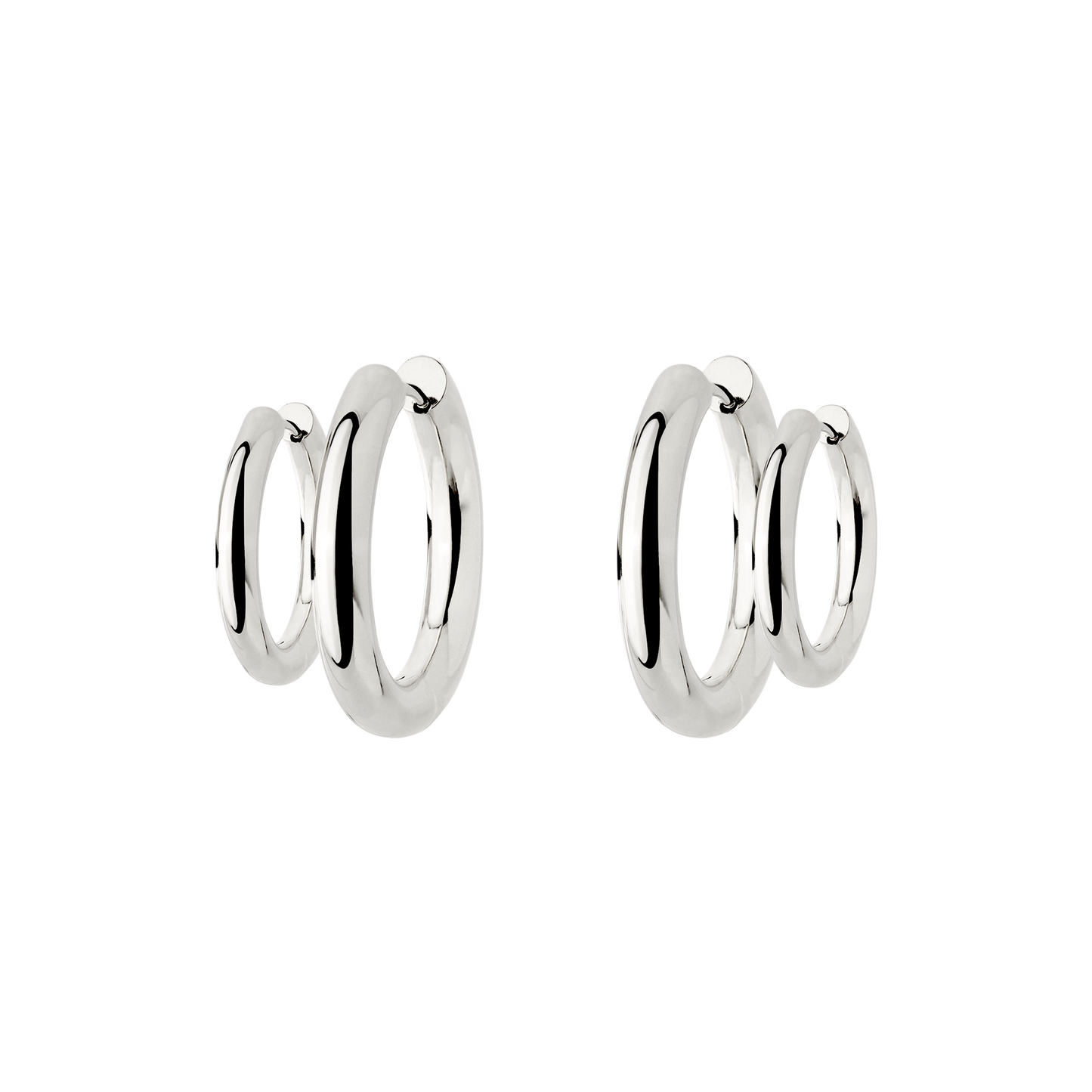 Chunky Lover Hoop Set Small Silver