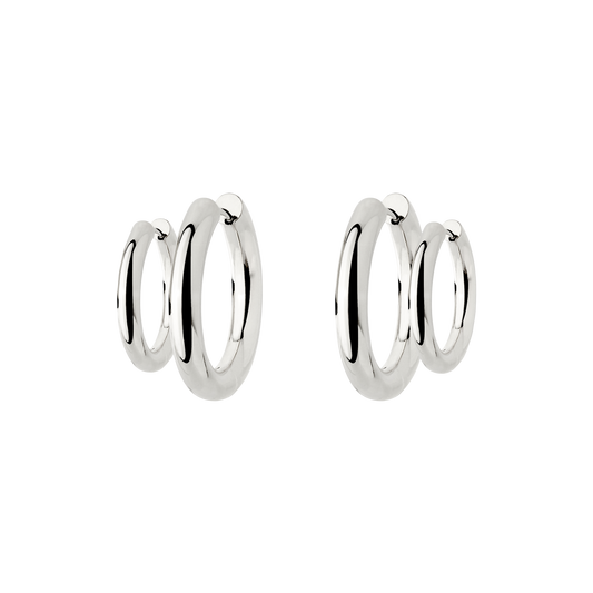 Chunky Lover Hoop Set Small Silver