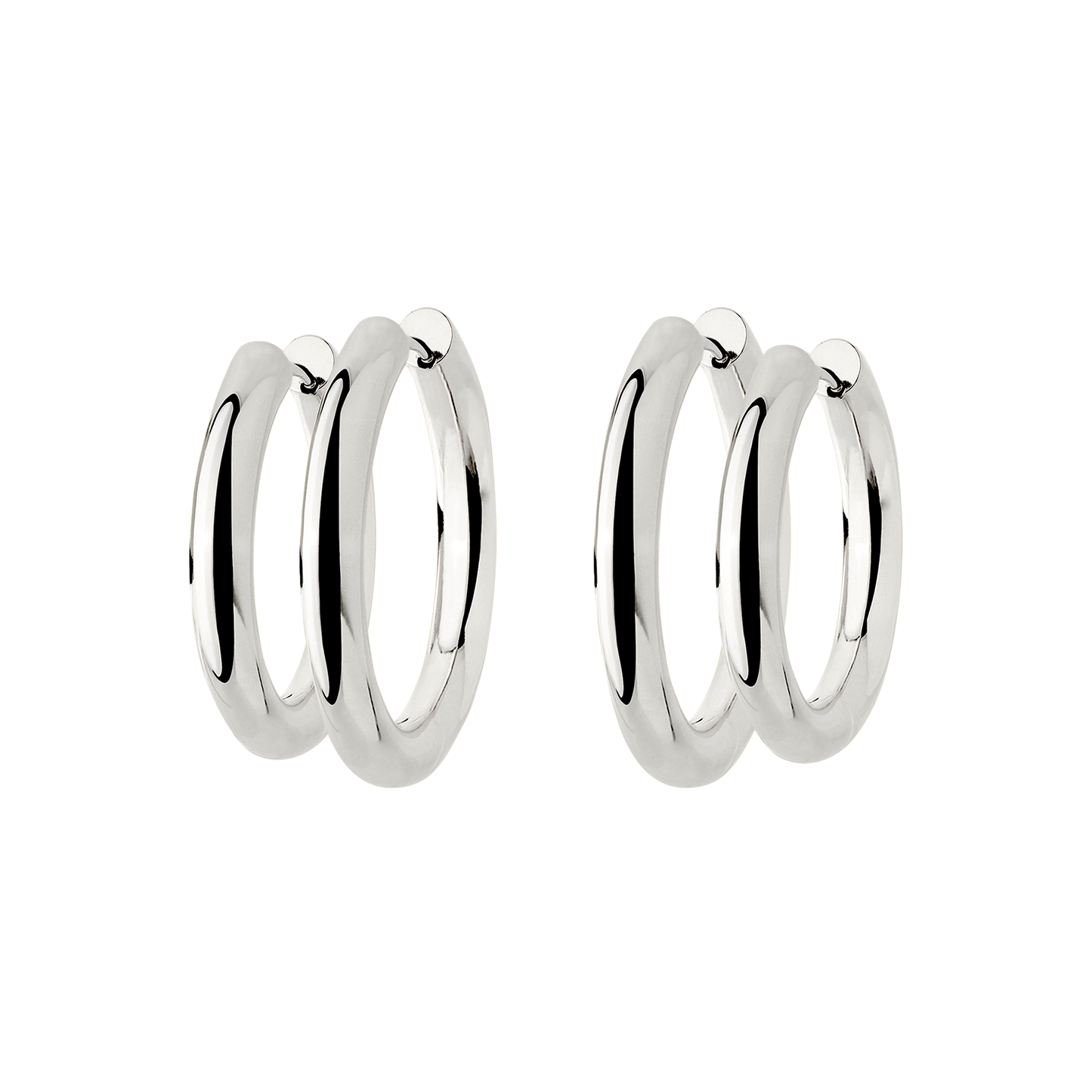 Chunky Lover Hoop Set Medium Silver