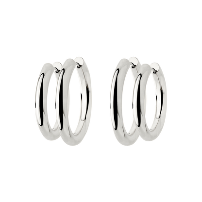 Chunky Lover Hoop Set Medium Silver