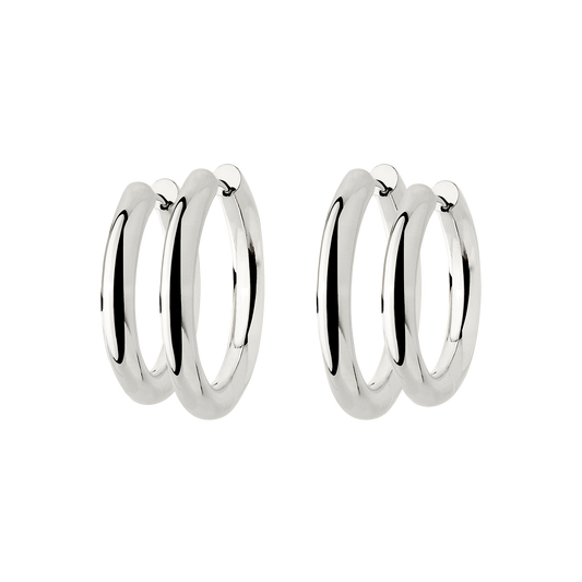 Chunky Lover Hoop Set Medium Silver