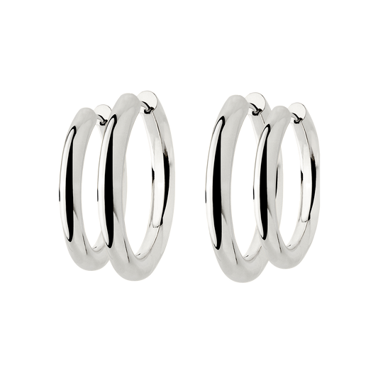 Chunky Lover Hoop Set Large Silver