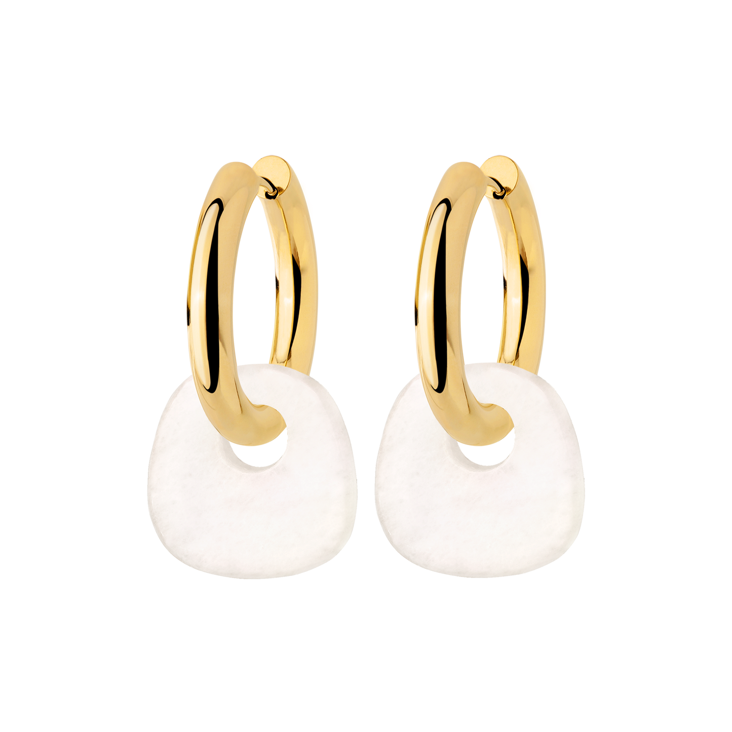 Chunky All White Hoop Set Medium Gold