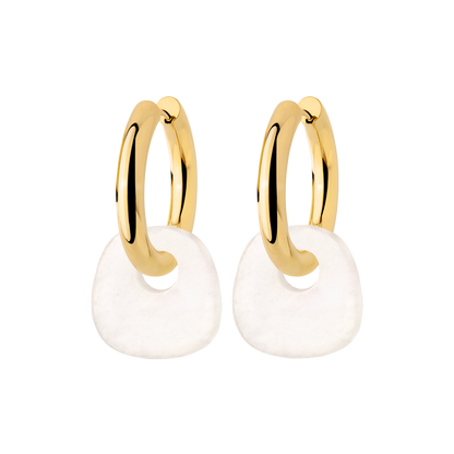 Chunky All White Hoop Set Medium Gold