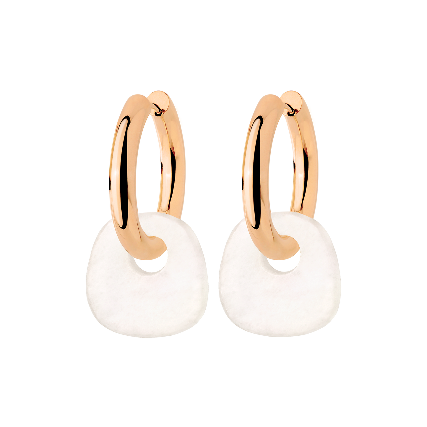 Chunky All White Hoop Set Medium Rose Gold