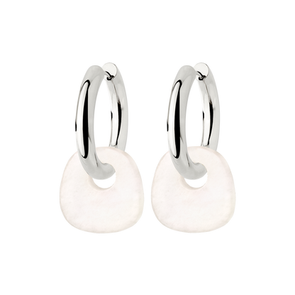 Chunky All White Hoop Set Medium Silver