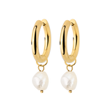 Chunky Pearl Hoop Set Gold