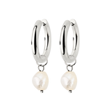 Chunky Pearl Hoop Set Silver