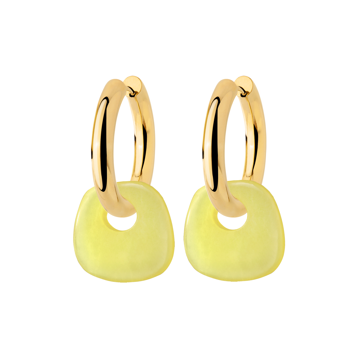 Chunky Lime Green Hoop Set Medium Gold