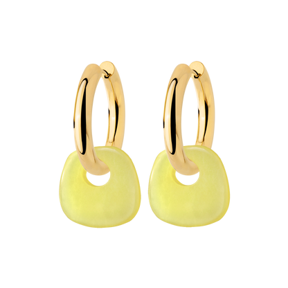 Chunky Lime Green Hoop Set Medium Gold