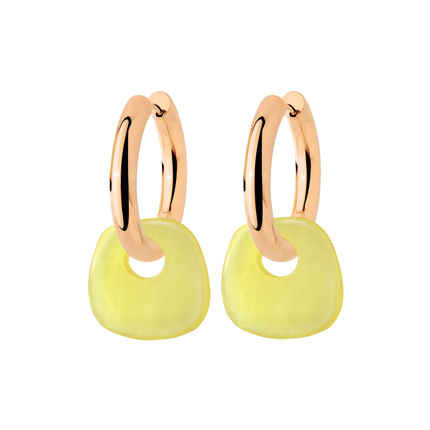 Chunky Lime Green Hoop Set Medium Rose Gold