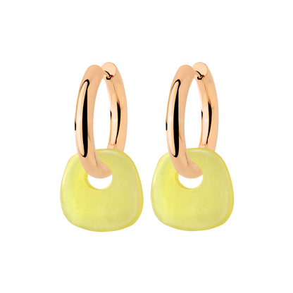 Chunky Lime Green Hoop Set Medium Rose Gold