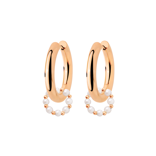 Chunky Pearl 'n' Beads Hoop Set Medium Rose Gold