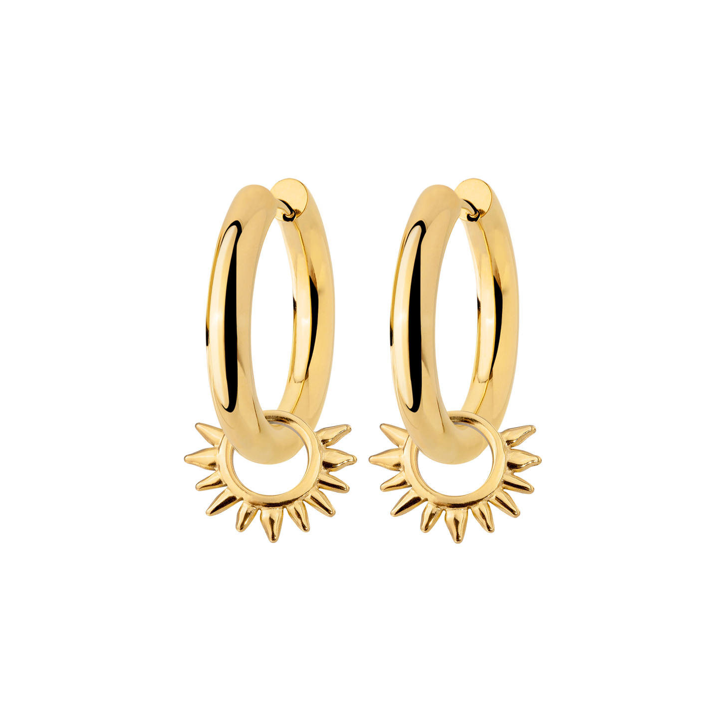 Chunky Sun Lover Hoop Set Medium Gold
