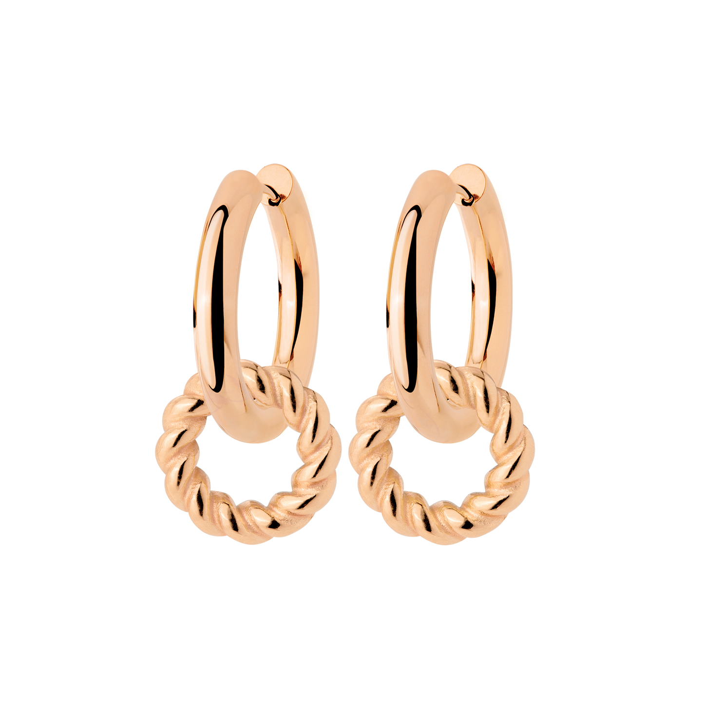Chunky Twisted Donut Hoop Set Medium Rose Gold