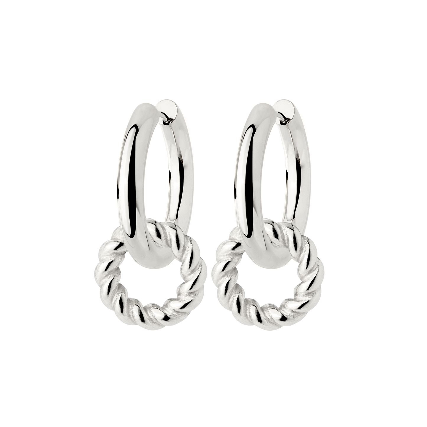 Chunky Twisted Donut Hoop Set Medium Silver