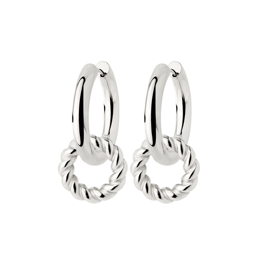 Chunky Twisted Donut Hoop Set Medium Silver