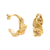 Crinkled Hoop Studs Gold