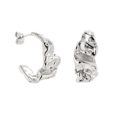 Crinkled Hoop Studs Silver