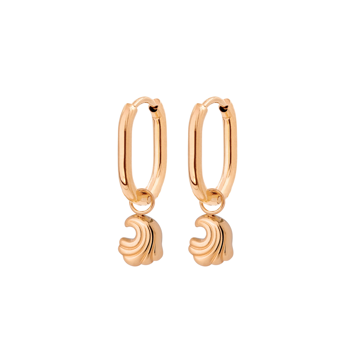 Curvy Wave Oval Hoop Set Baby Rose Gold