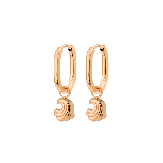 Curvy Wave Oval Hoop Set Baby Rose Gold
