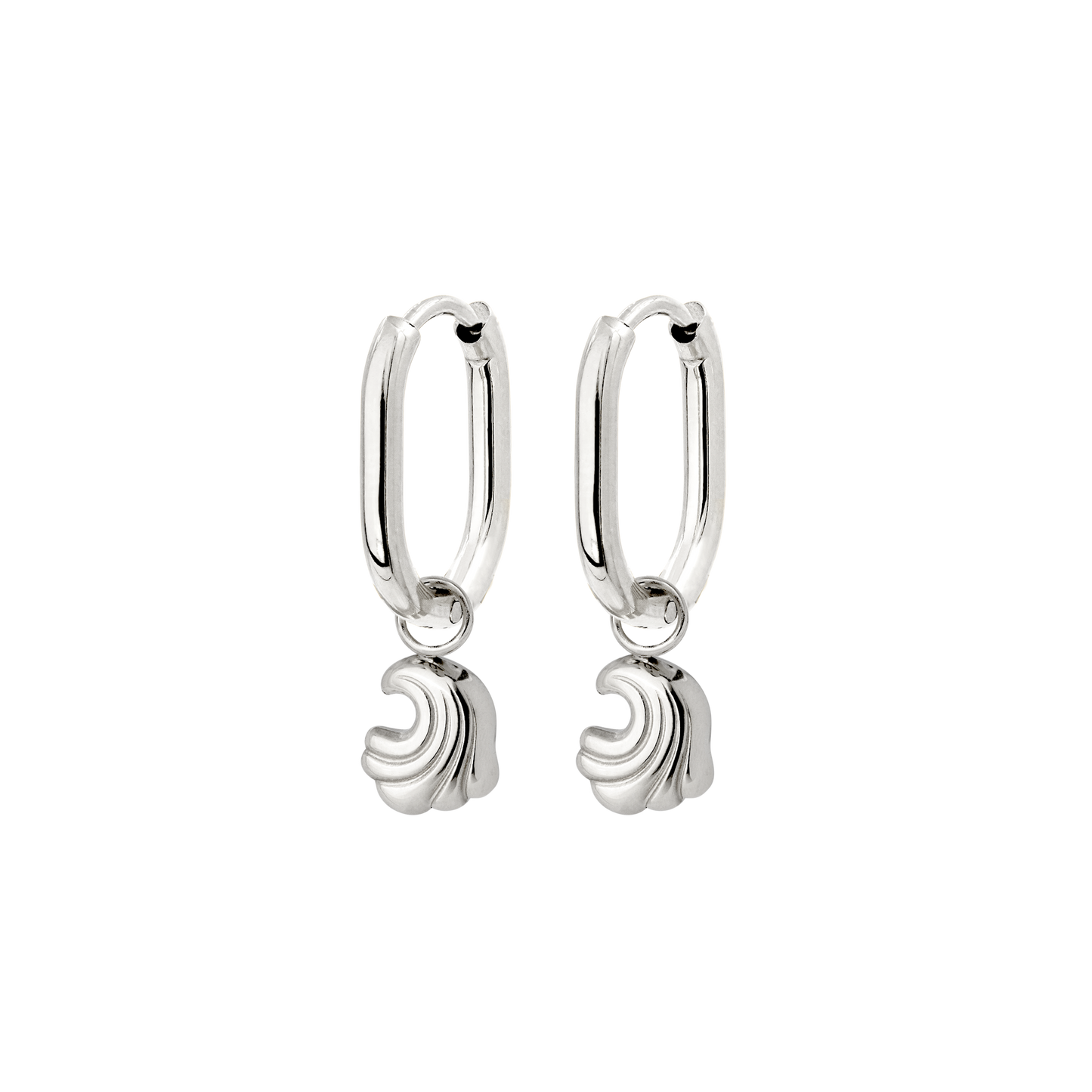 Curvy Wave Oval Hoop Set Baby Silver