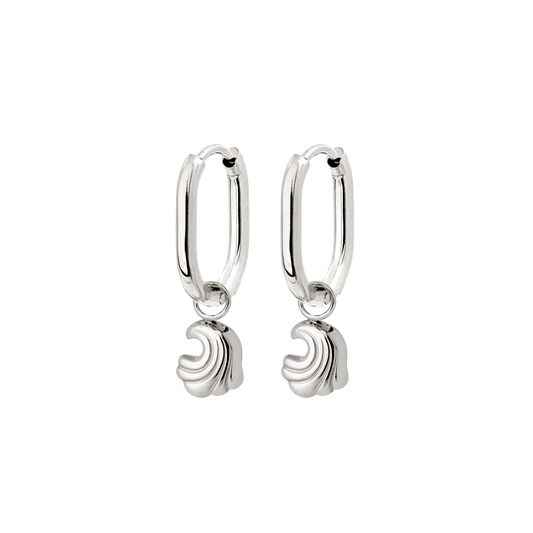 Curvy Wave Oval Hoop Set Baby Silver