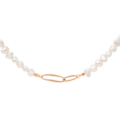 Fluidity Pearl Necklace Rose Gold