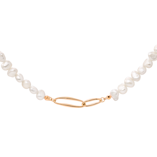 Fluidity Pearl Necklace Rose Gold