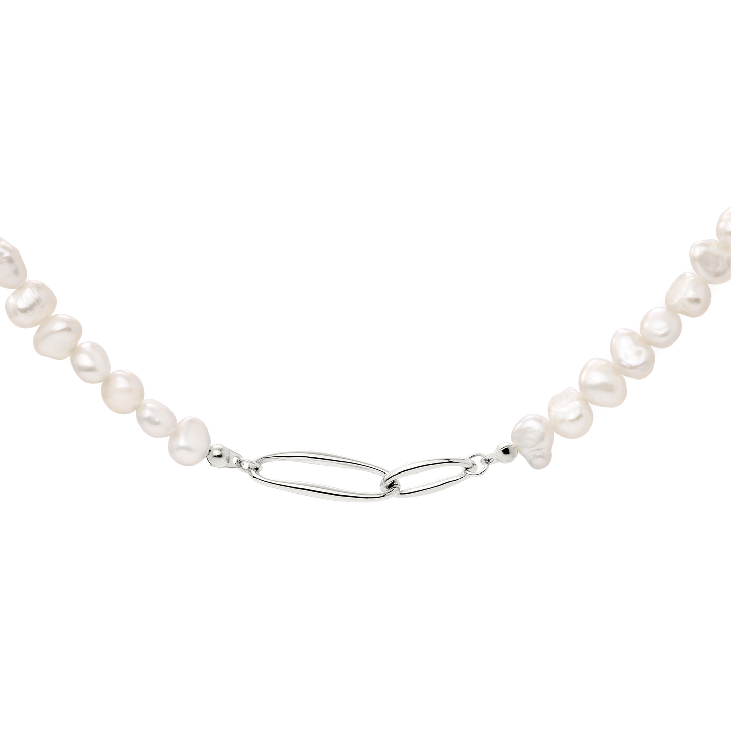 Fluidity Pearl Necklace Silver