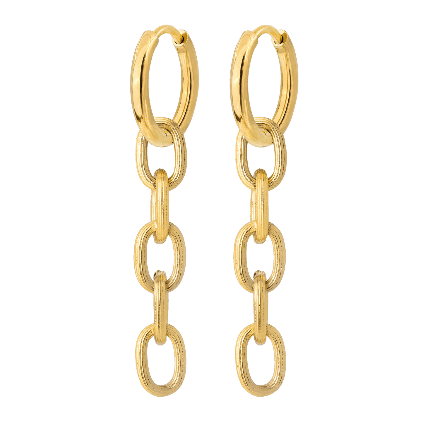 Long Link Hoop Set Small Gold