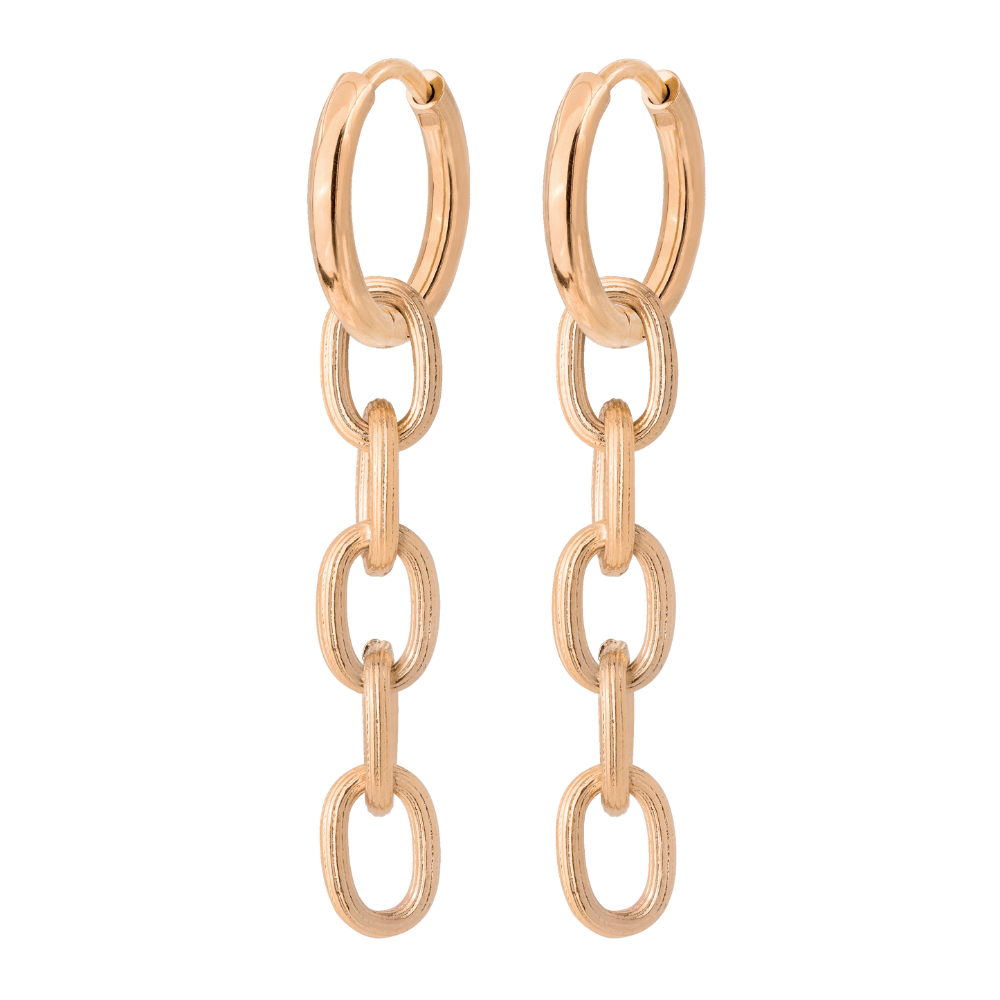 Long Link Hoop Set Small Rose Gold