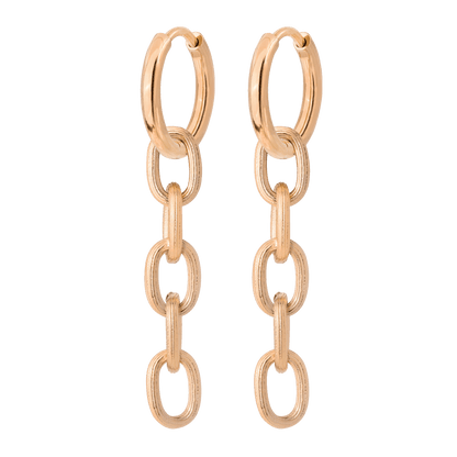 Long Link Hoop Set Small Rose Gold