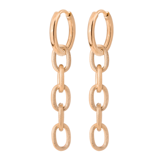 Long Link Hoop Set Small Rose Gold