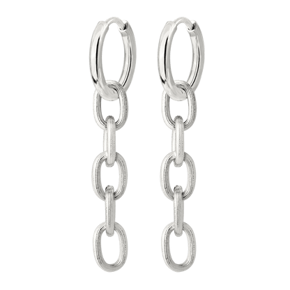 Long Link Hoop Set Small Silver