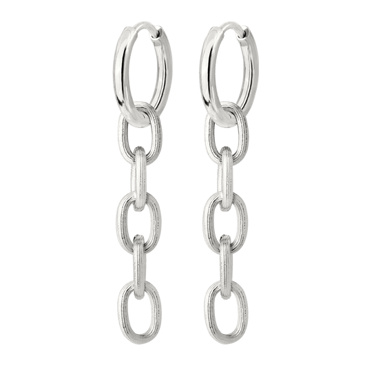 Long Link Hoop Set Small Silver