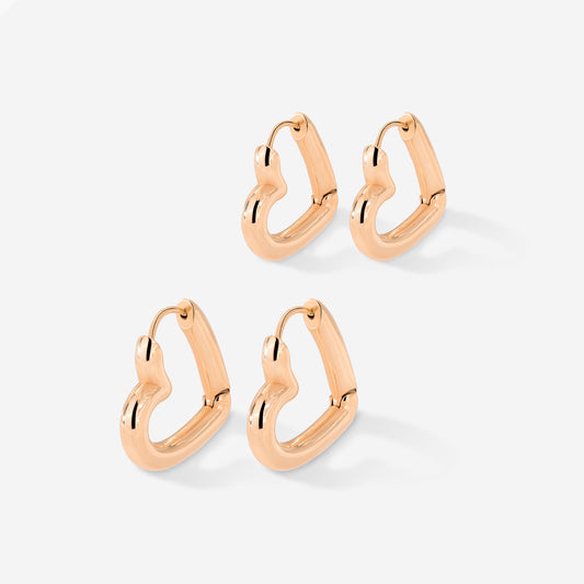 Phat Heart Hoop Bundle Rose Gold