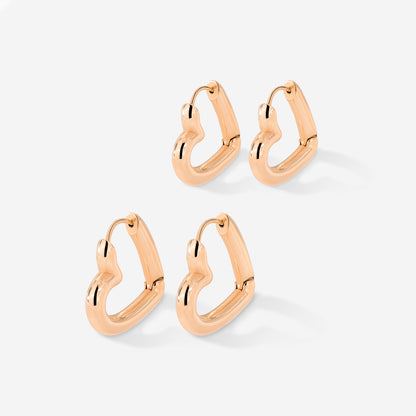 Phat Heart Hoop Bundle Rose Gold