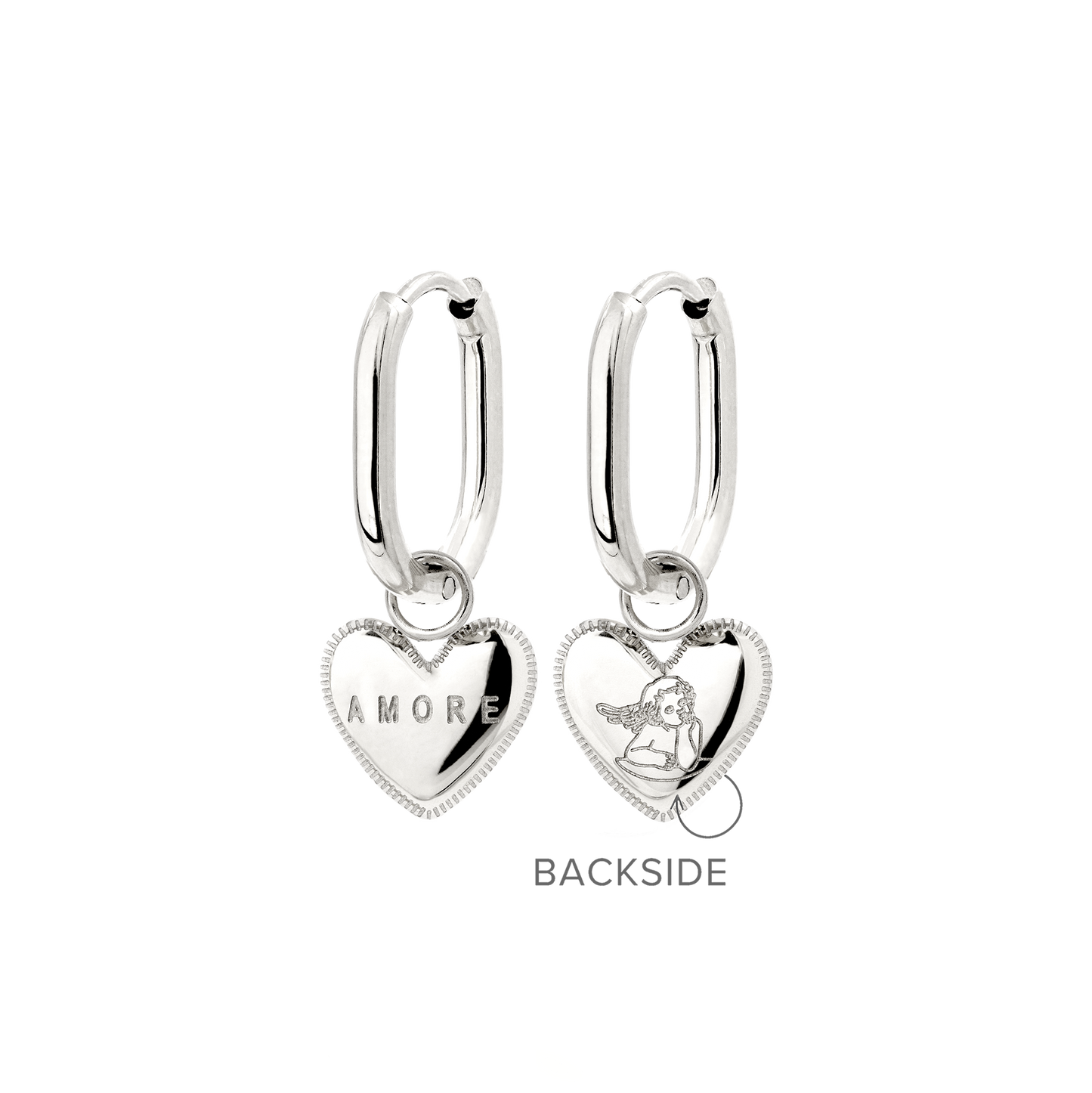 Amore Mio Oval Hoop Set Baby Silver