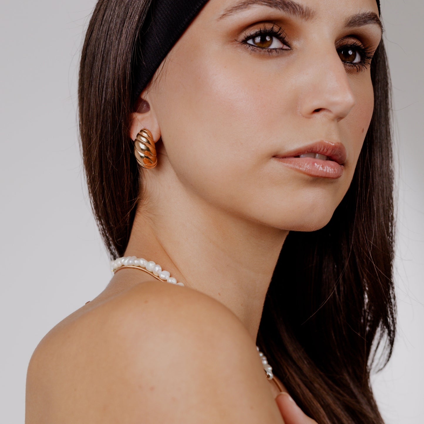 Bold Croissant Studs Rose Gold
