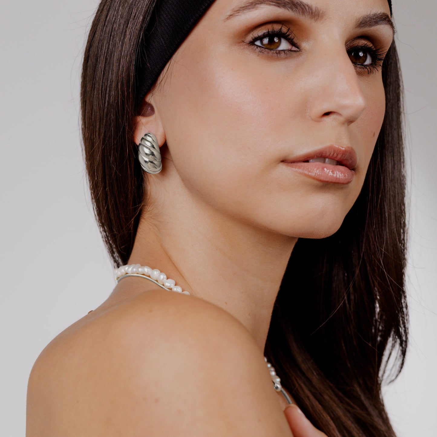 Bold Croissant Studs Silver