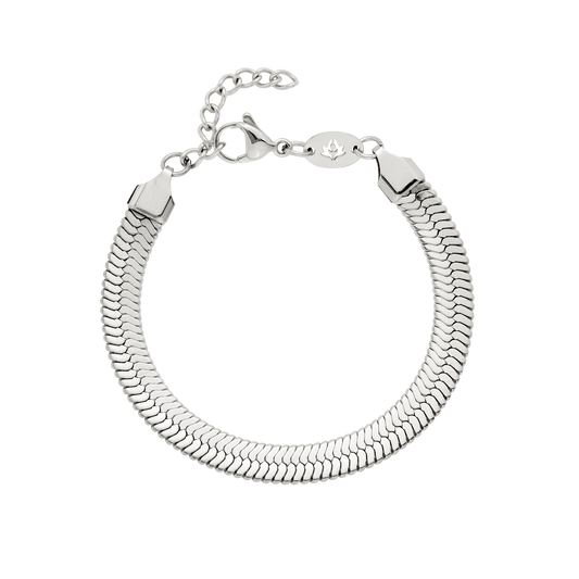 Bold Herringbone Bracelet Silver