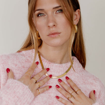 Bold Herringbone Necklace Gold